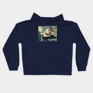 Vintage Science and Medicine, Pediatrician Doctor Treating a Patient Kids Hoodie